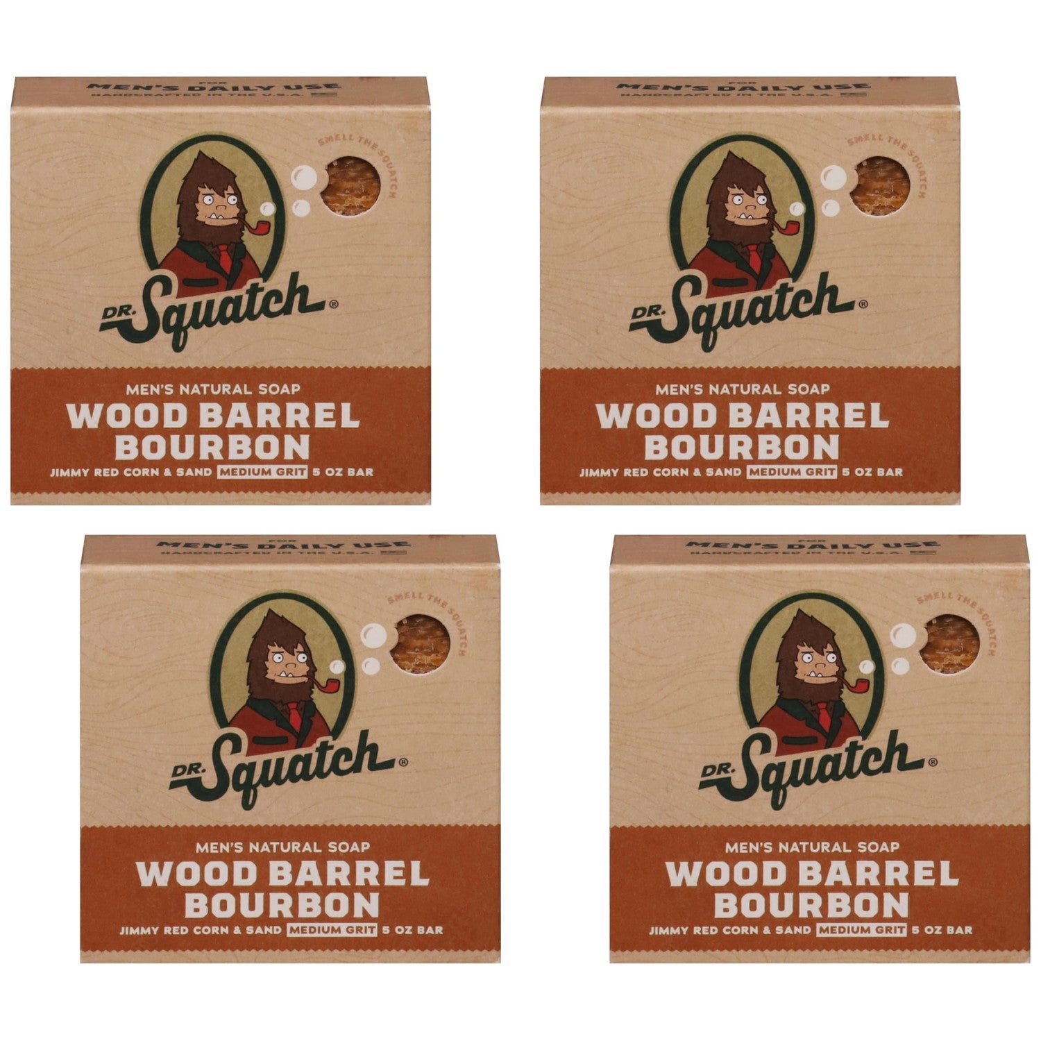 Dr. Squatch All Natural Bar Soap for Men with Medium Grit, Wood Barrel Bourbon 5 Ounce (Pack of 1)