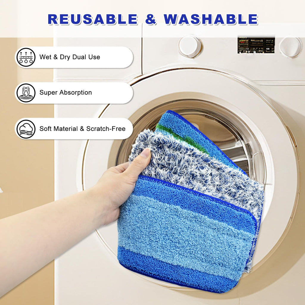 6 Pack Microfiber Cleaning Replacement Pad for Bona Mop,Washable Reusable Microfiber Cleaning Mop Pad for Hardwood Floor,Wet Dry Use,2 Deep Cleaning Pad+2 Microfiber Cleaning Pad+2 Dusting Mop Pad