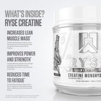 Ryse Creatine Monohydrate Powder - Unflavored - Supports Men & Women Lean Muscle Growth, Strength, Power, and Endurance - Helps Reduce Fatigue and Improve Workout Recovery - 100 Servings