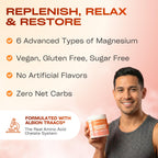 GOBIOTIX Magnesium Glycinate Powder – 6-Form Magnesium Complex: Malate, Citrate & More – Sleep, Stress & Calm Support for Women & Men – High Absorption, Sugar Free – 420mg, 60 Servings (Peach Tea)