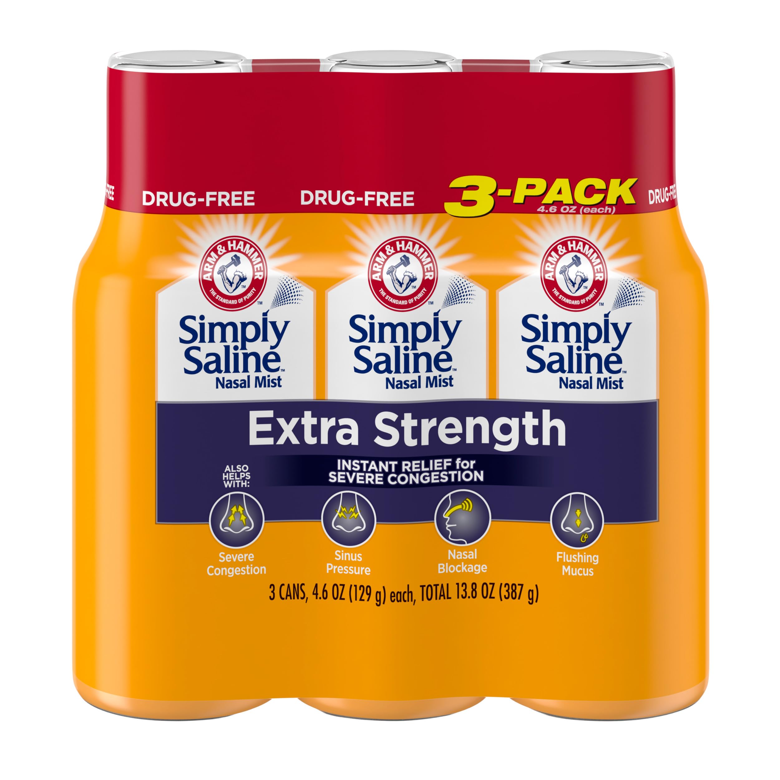 Buy now Simply Saline Extra Strength for Severe Congestion Relief Nasal Mist: 4.6oz 3-Pack at indiglob india