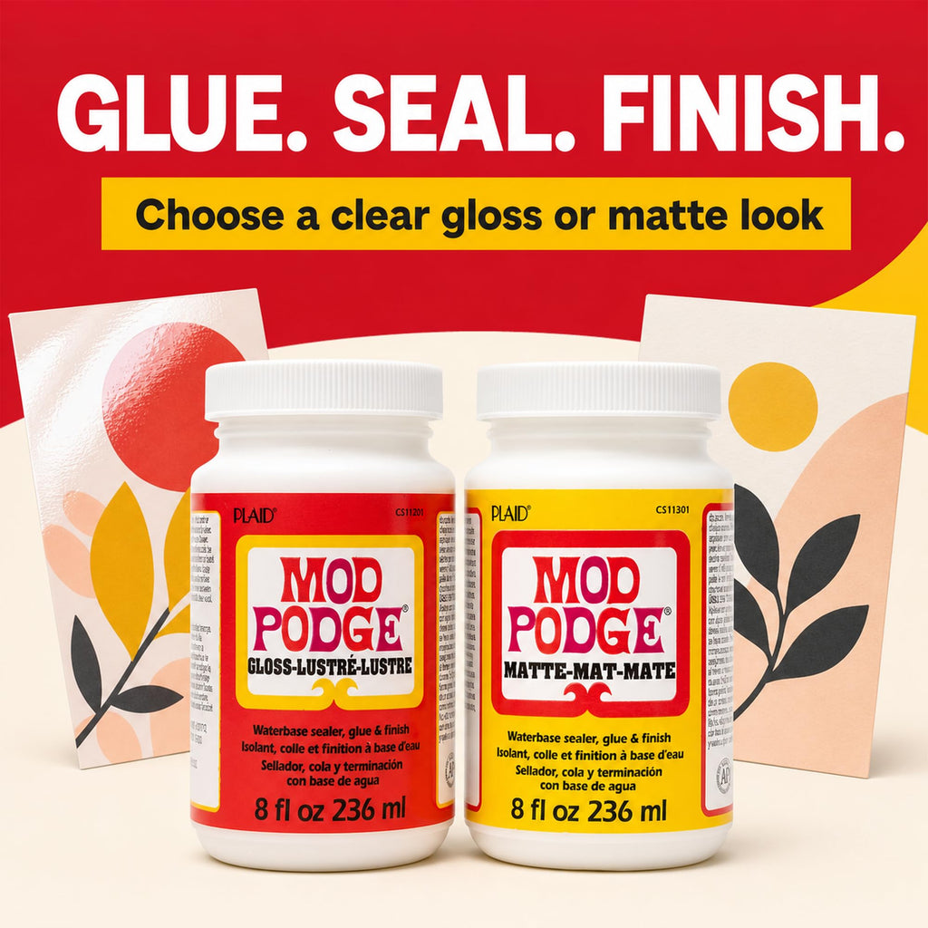 Mod Podge Bundle, 8 Ounce Gloss and Matte Medium Waterproof Sealer, Pixiss Accessory Kit with Foam Brushes, Gloves, Glue Spreaders and More 8oz