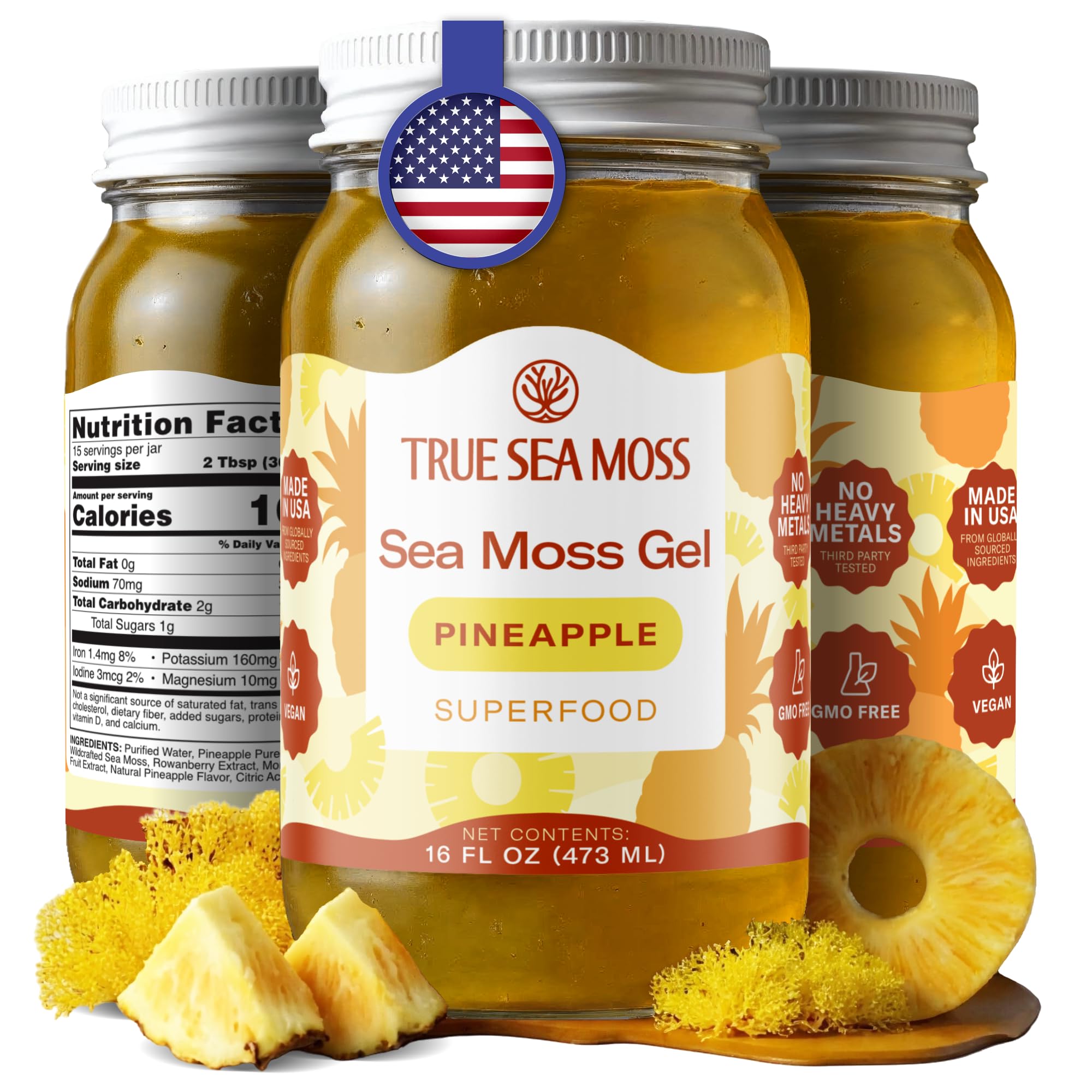 Buy now TrueSeaMoss Sea Moss Gel – Made in USA – Wildcrafted Seamoss, Fruits & Jarred Vegetables – Pineapple, Pack of 1 (Labels may Vary) Pineapple 16 Fl Oz (Pack of 1) at indiglob india