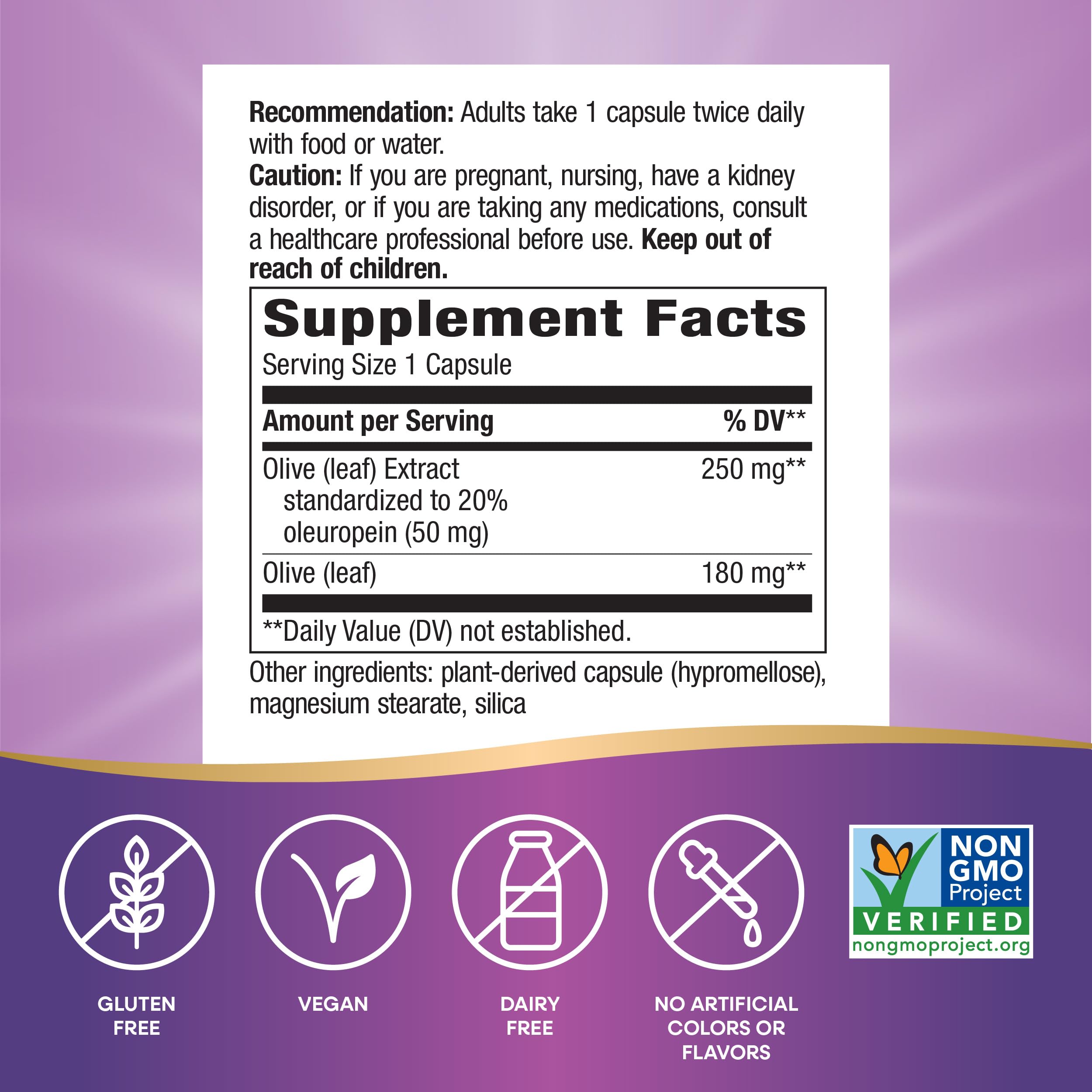 Buy now Nature's Way Olive Leaf, Premium Extract, Supports Heart Health*, 20% Oleuropein, 250 mg per serving, Non-GMO Project Verified, 60 Vegan Capsules (Packaging May Vary) at indiglob india