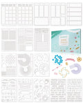 ALODNY 16 Pcs Journal Stencils Set - Time Saving Bullet Journaling Supplies/Accessories Kit -Ultimate Productivity Planner Stencil for Bullet Journal Stencils A5 Dotted Journals