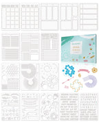 ALODNY 16 Pcs Journal Stencils Set - Time Saving Bullet Journaling Supplies/Accessories Kit -Ultimate Productivity Planner Stencil for Bullet Journal Stencils A5 Dotted Journals
