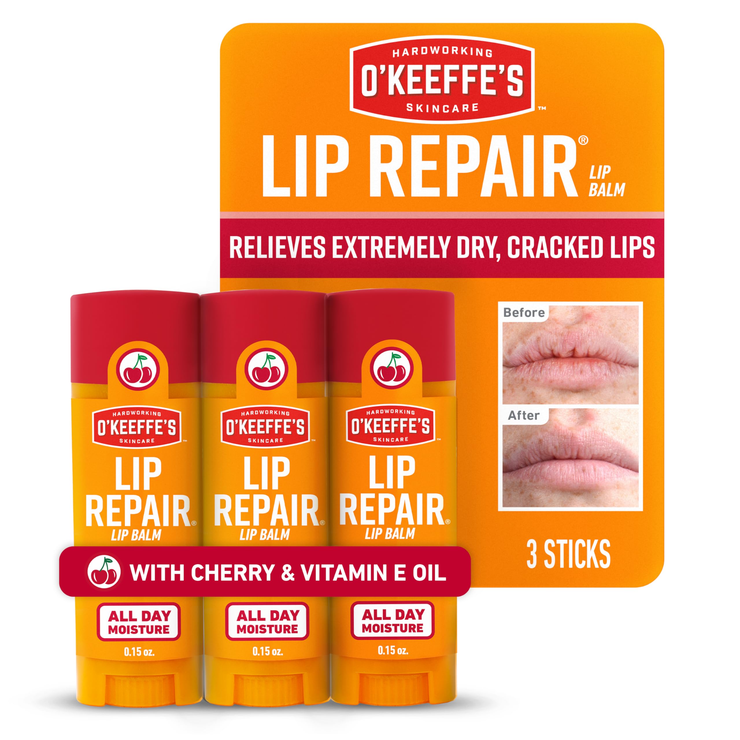 Buy now O'Keeffe's Lip Repair Unscented Lip Balm for Dry, Cracked Lips - Stick (3 Pack) - Moisturizer for Very Dry Lips at indiglob india