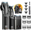 Novah Professional Barber Clippers and Trimmer Set - Foil Shaver Professional Hair Clippers for Men, Mens Cordless Hair Clipper for Barbers Haircut Kit, Fade
