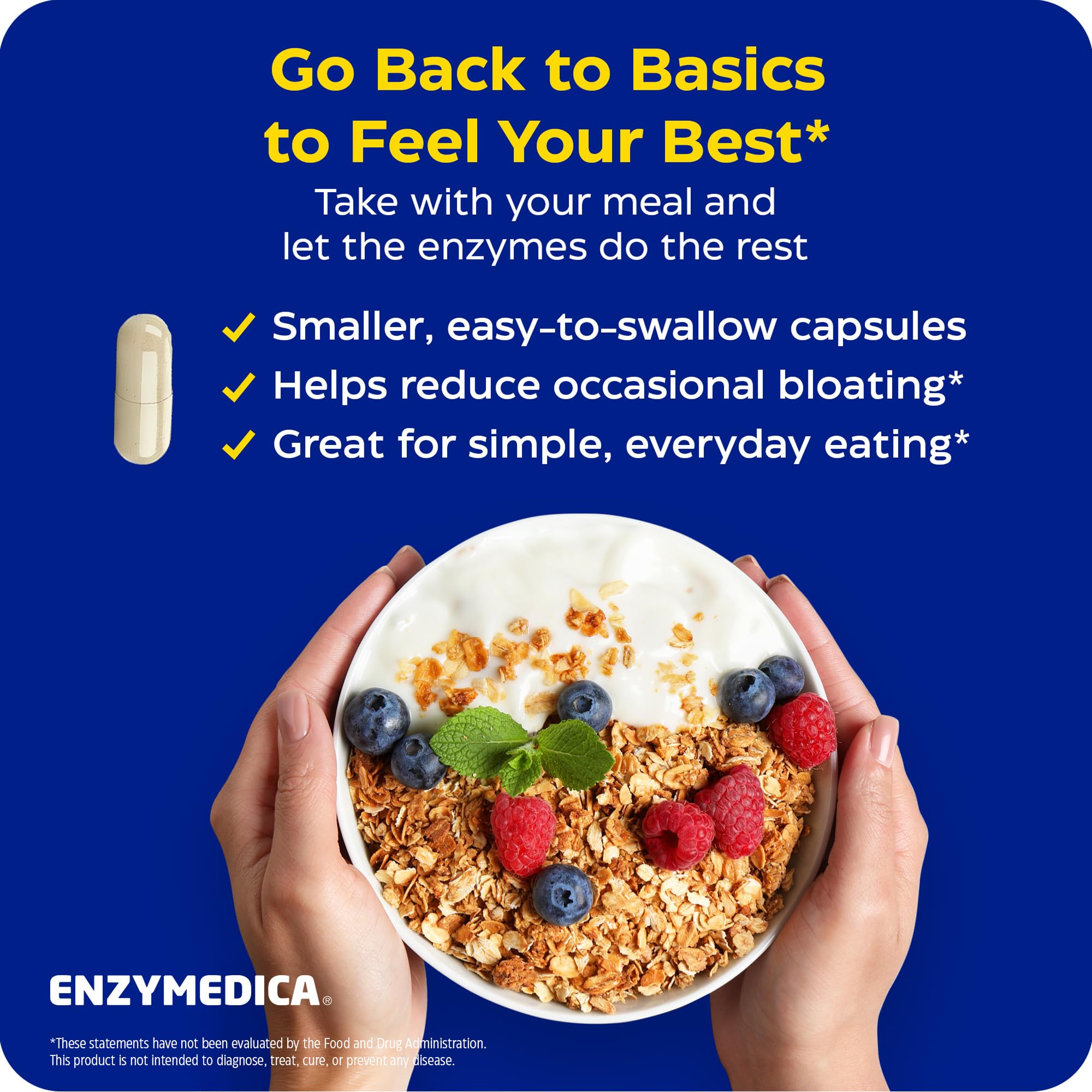 Enzymedica Digest Basic - Helps Gas & Bloating - 30 Caps | Digestive Enzyme Supplement for Women & Men, Enzyme Capsules for Digestion, Gut Health Support, For Sensitive Stomachs, Vegan