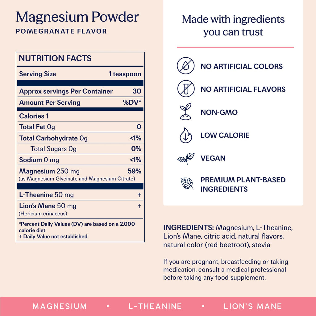 TRIP Calm Magnesium Glycinate Powder, Relaxation Drink Mix Pomegranate 30ct