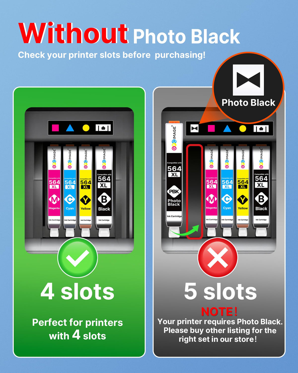GPC Image 564XL Ink Cartridges for HP Printers for HP 564 Ink Cartridges