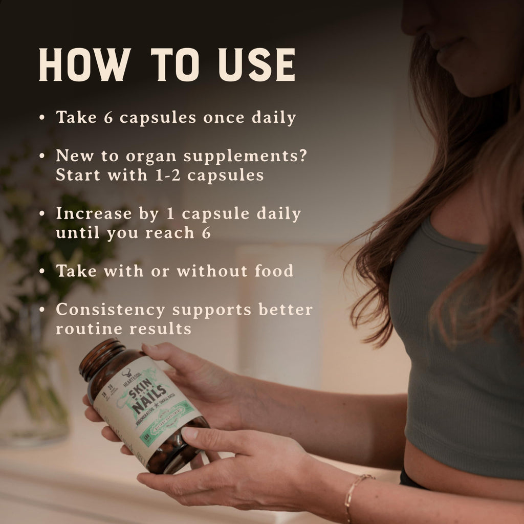 HEART & SOIL Pure American Beef Liver, 180 Capsules | 100% grass fed & finished from pasture-raised cattle. Beef liver capsules, Nature's Ultimate Superfood. Made in USA.