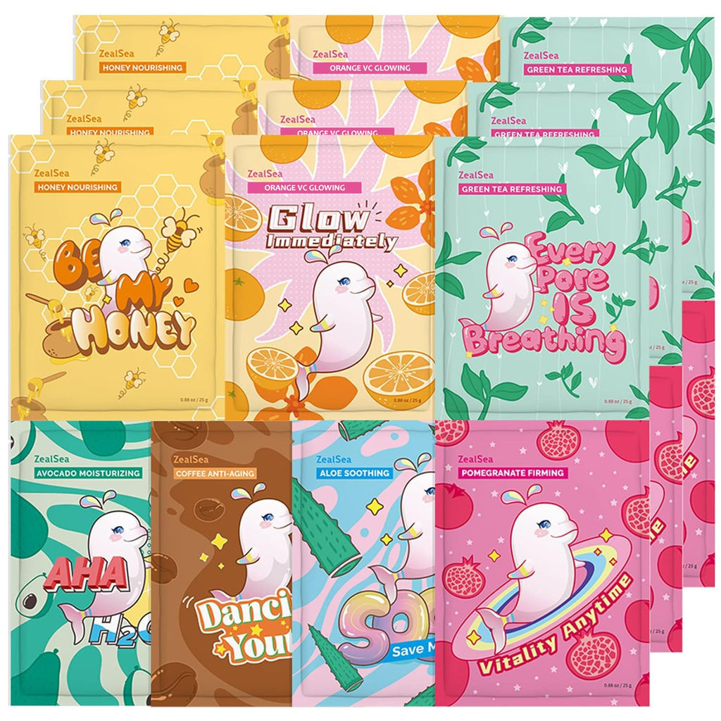 ZealSea Face Mask Skincare Facial Sheet Mask Spa Gifts for Kids Girls Women | 7Days Variety Self Care Set, Deep Hydrating & Glow, Gentle on All Skin Types, Fun Sleepover Slumber Party for Teens, Birthday