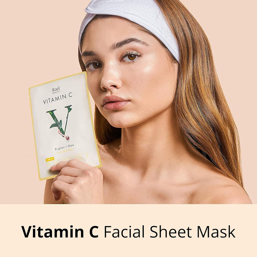 Buy now Rael Face Mask Skin Care, Vitamin C Face Masks - Bamboo Facial Sheet Mask, Korean Skincare, with Brightening Vitamin C Serum and Fruit Extracts, All Skin Types (Vitamin C, 5 Sheets) at indiglob india