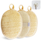 YIQINGJIE Natural Loofah Exfoliating Body Scrubber,4 Pack,Brown | Shower Loofah for Women and Men,Made with Eco-Friendly and Biodegradable Soft Shower Luffa Sponge