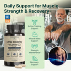 VINATURA HMB 3000mg and Vitamin D3 Supplement - Muscle Defense with HMB (Beta-Hydroxy Beta-Methylbutyrate), Vitamin D3 (1600 IU), Labs Tested & NSF Certified for Sport - 120 Capsules