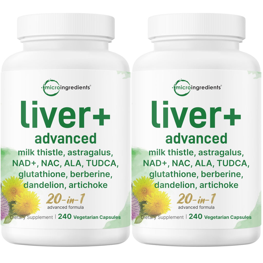 Liver Advanced+, 240 Veggie Capsules | 20-in-1 Complex with Milk Thistle, Dandelion, NAD, NAC, ALA, TUDCA, Glutathione, Artichoke, Turmeric, & Astragalus | Non-GMO, Gluten Free