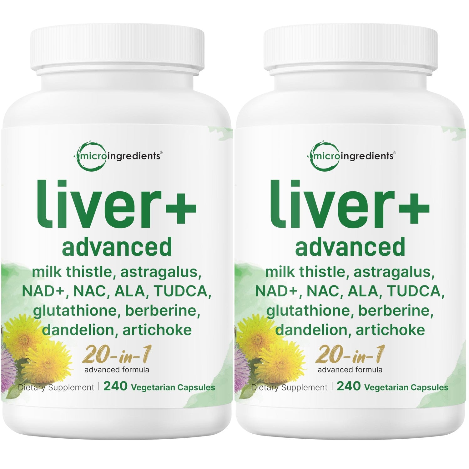 Liver Advanced+, 240 Veggie Capsules | 20-in-1 Complex with Milk Thistle, Dandelion, NAD, NAC, ALA, TUDCA, Glutathione, Artichoke, Turmeric, & Astragalus | Non-GMO, Gluten Free