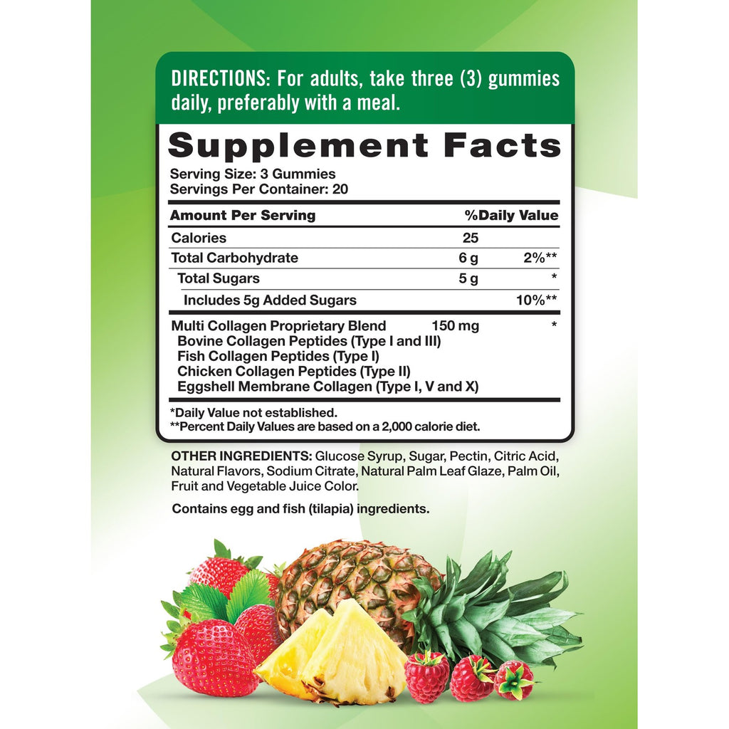 Nature's Truth Multi Collagen Gummies | Type I, II, III, V, X | 60 Count