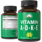Peak Performance Vitamins D 5,000 iu + A + K + E All in 1 Vegan Capsule | ADK Vitamin Supplement with E D3 K2. Essential Vitamins for Mood, Immune, Bone, Vision, Heart. Easy to Swallow Capsules