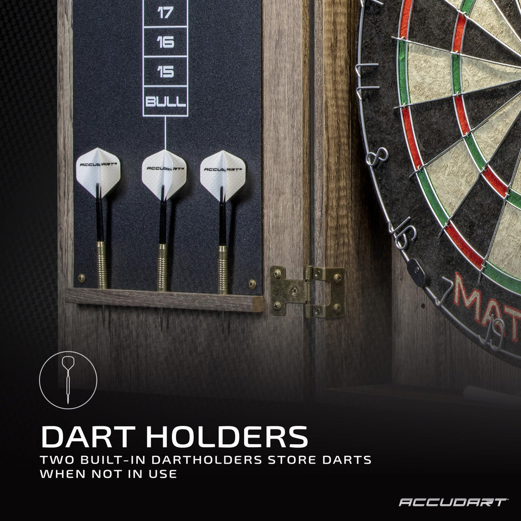 Accudart Match Pro Dartboard Cabinet Set with Auto LED