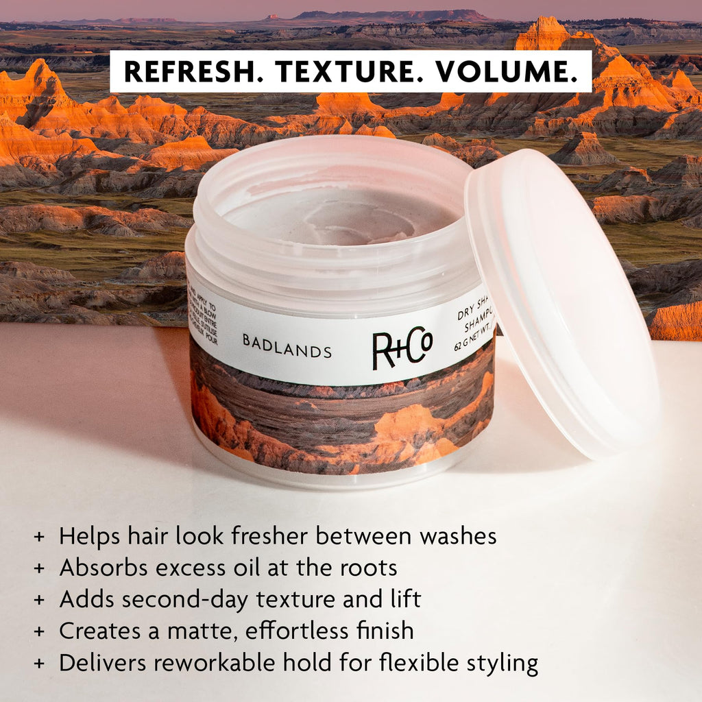 R+Co Badlands Dry Shampoo Paste, Dry Shampoo + Styling Paste | Adds Texture & Absorbs Oil with Matte Finish, Vegan + Cruelty-Free