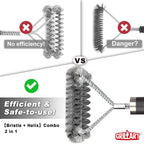 GRILLART Grill Brush [Wire + Helix] Combined BBQ Brush - Safe & Efficient Grill Cleaning Brush - 18" Grill Cleaner Brush Scrubber for Gas/Porcelain/Charbroil Grates – BBQ Accessories Gifts for Men/Dad