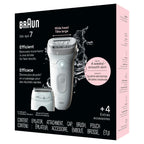 Braun Epilator Silk-épil 7, Hair Removal Device, Women Shaver & Trimmer, Wet and Dry, Wide Head, Includes Shaver Head and Trimmer Comb, SE7-041, Silver