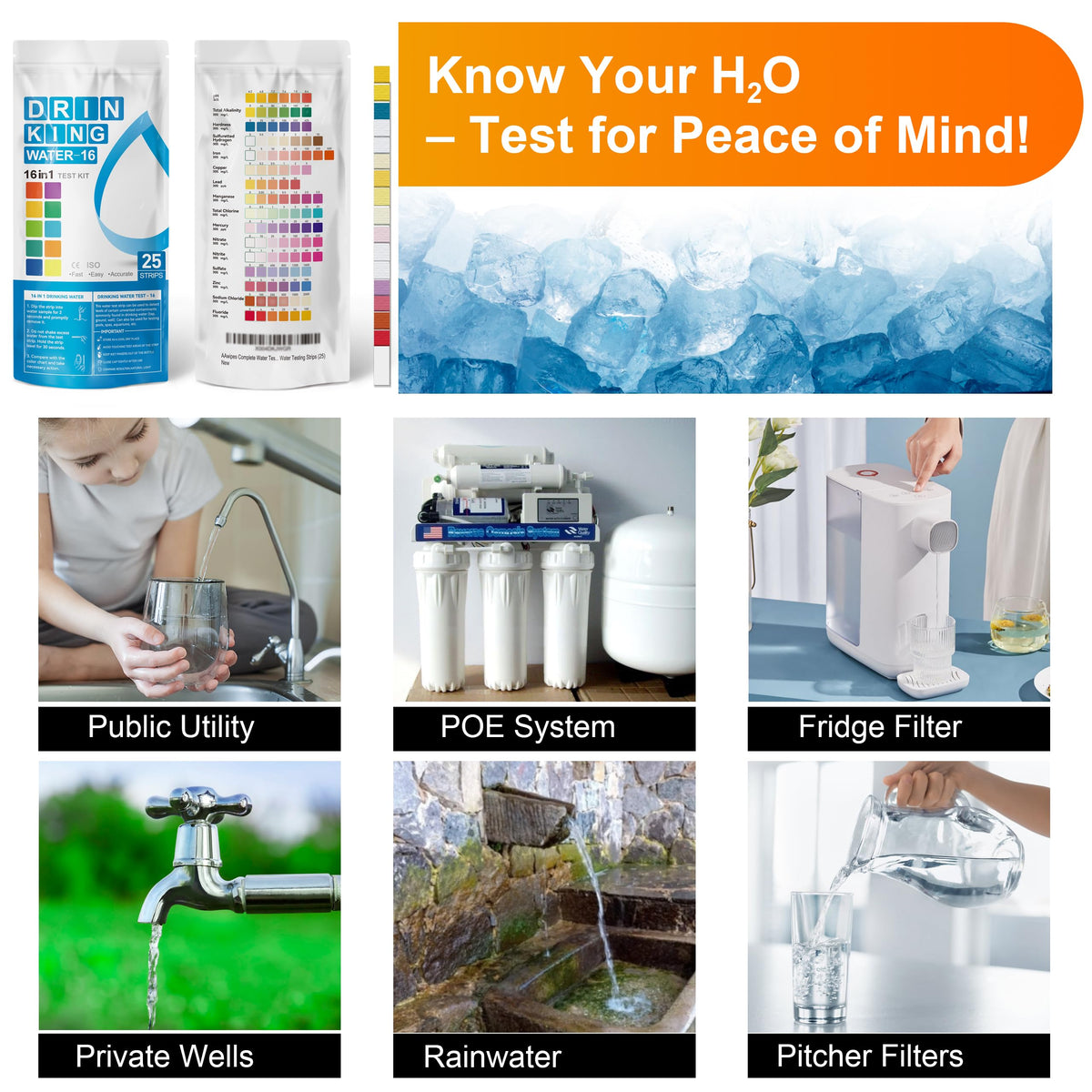 AAwipes Complete Water Testing Kits for Drinking Water 25 Strips Bag Pack 16 in Well, Tap, Drinking Water, City Water Testing Strips (25)