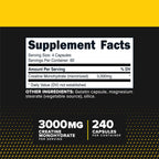 Primaforce Creatine Monohydrate Capsules (3,000mg) 240 Capsules | Gluten Free and GMO-Free