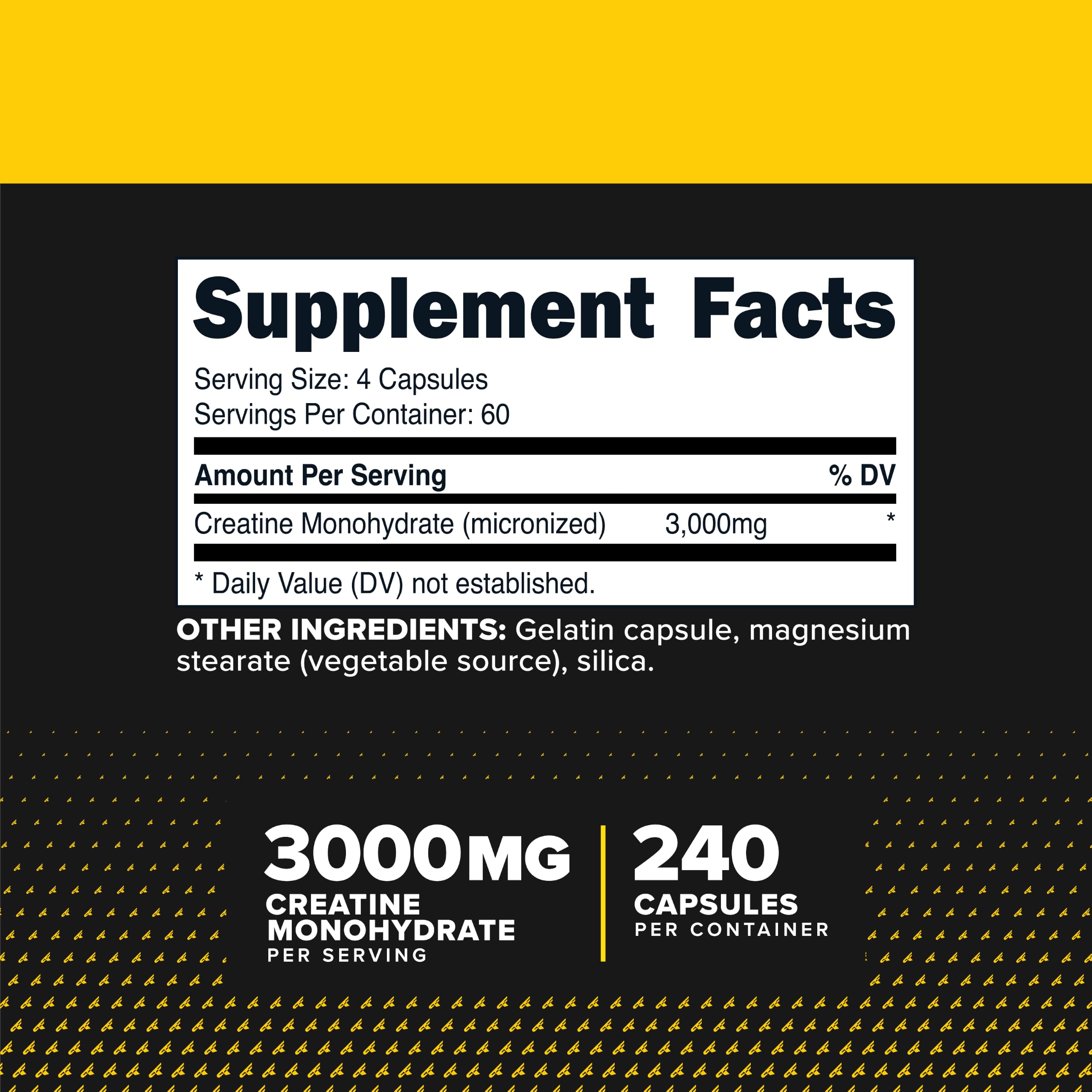 Primaforce Creatine Monohydrate Capsules (3,000mg) 240 Capsules | Gluten Free and GMO-Free