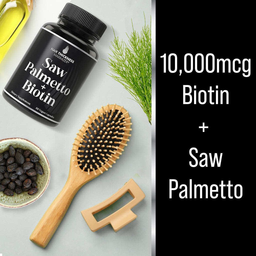 Saw Palmetto + Biotin 2-in-1 Advanced Combo for Hair Growth. DHT Blocker