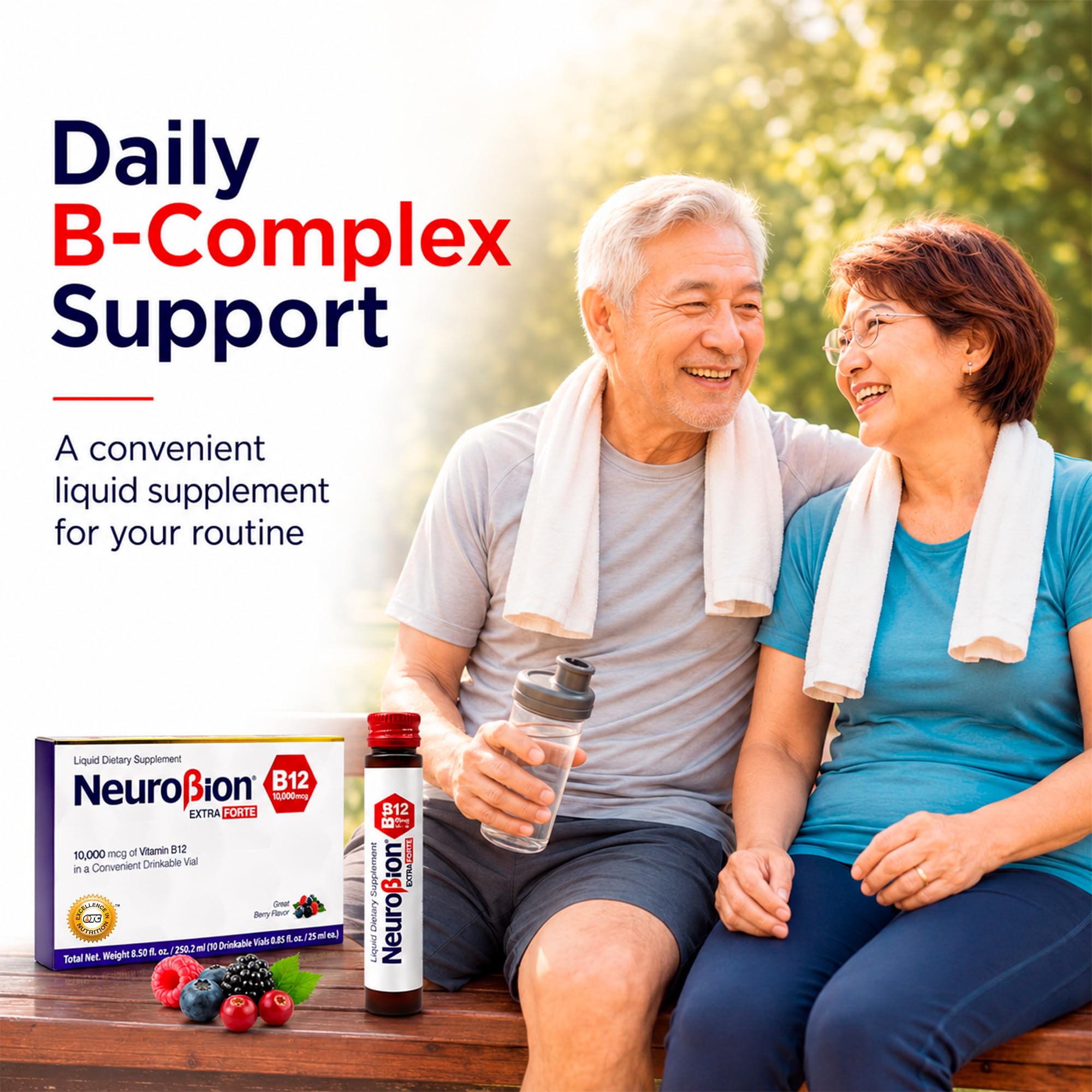 Neurobion Extra Forte B12 10,000 mcg Liquid Dietary Supplement - High Potency B Complex Drinkable Oral Vials for Extreme Energy Support Complex Easy Oral Drinkable10 Vials | High potency drinkable B complex. Supports daily energy and nerve function.