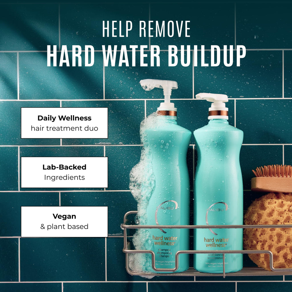 Malibu C Hard Water Wellness Shampoo and Conditioner Duo - Hydrating Hair Care for Shine & Manageability - Protects from Waterborne Elements That Cause Dry, Damaged Hair (33.8oz)