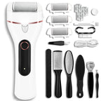 Callus Remover for Feet, Electric Foot Callus Remover Waterproof with 3 Rollers 2 Speed Battery Display,17 in1 Rechargeable Foot File Pedicure Kits for Dead Hard Cracked Dry Skin（White
