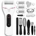 Callus Remover for Feet, Electric Foot Callus Remover Waterproof with 3 Rollers 2 Speed Battery Display,17 in1 Rechargeable Foot File Pedicure Kits for Dead Hard Cracked Dry Skin（White