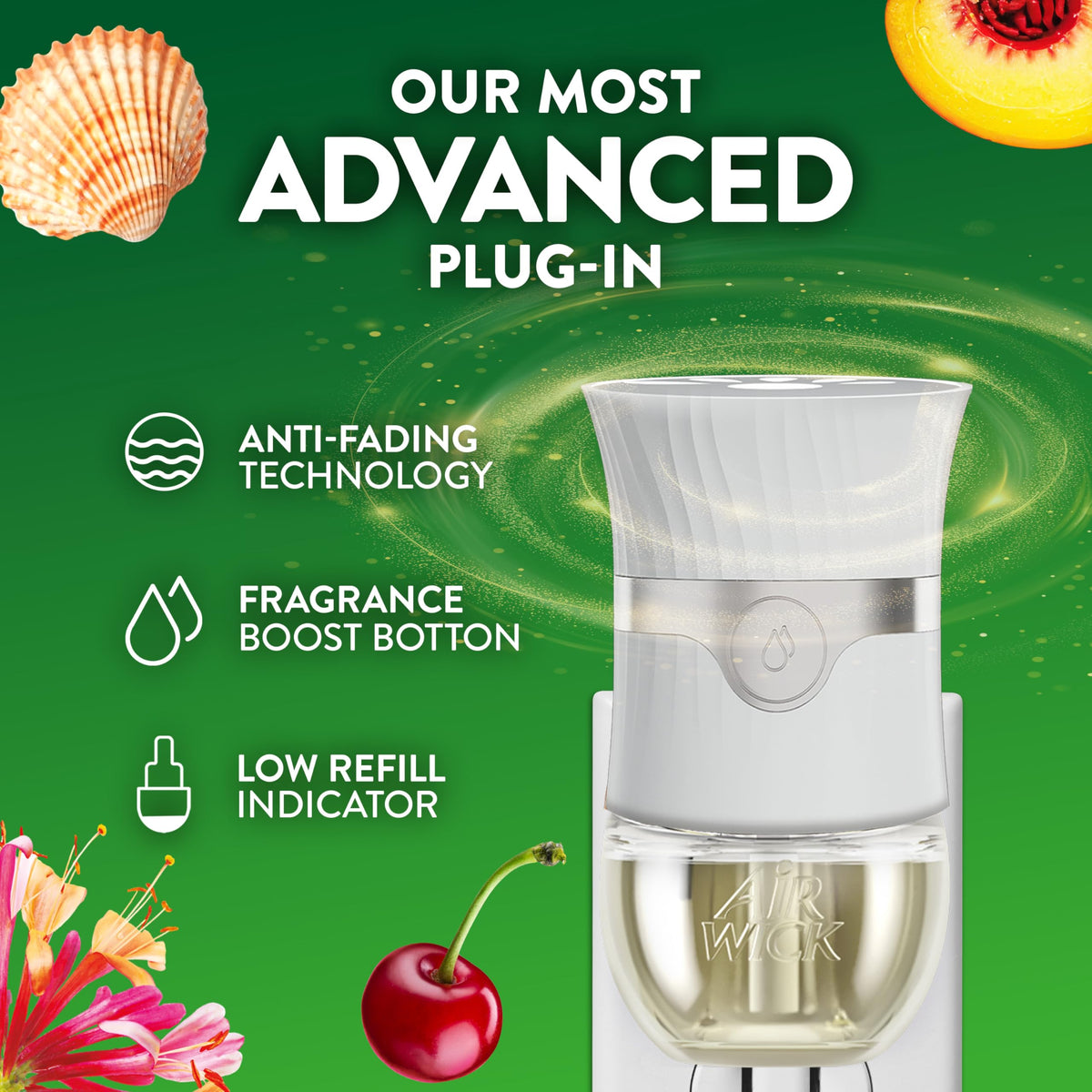 Air Wick Plug In Air Freshener Refills, Lush Honeysuckle & Sweet Peach, 4ct