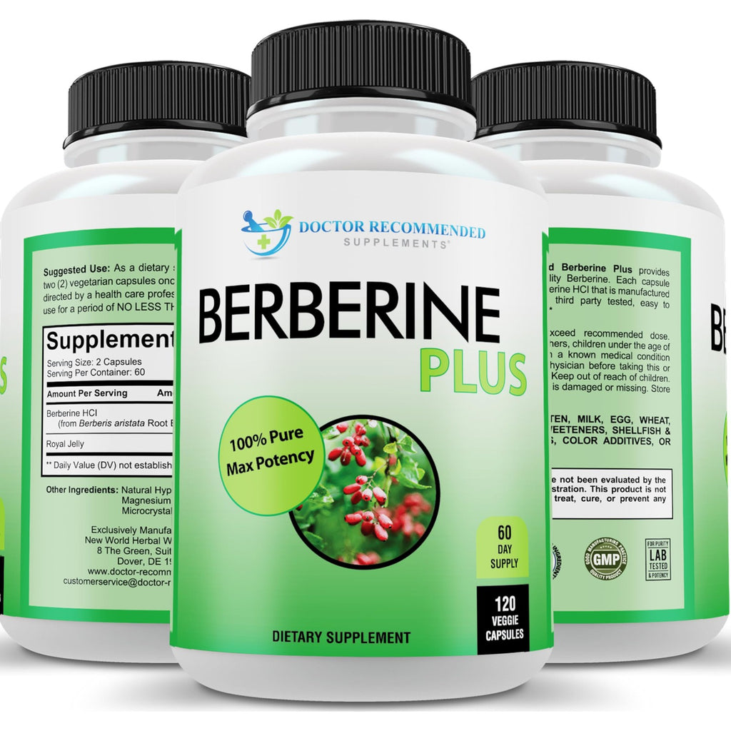 DOCTOR RECOMMENDED SUPPLEMENTS Berberine Plus 1200mg Per Serving - 120 Veggie Capsules Royal Jelly (120 Count (Pack of 3))