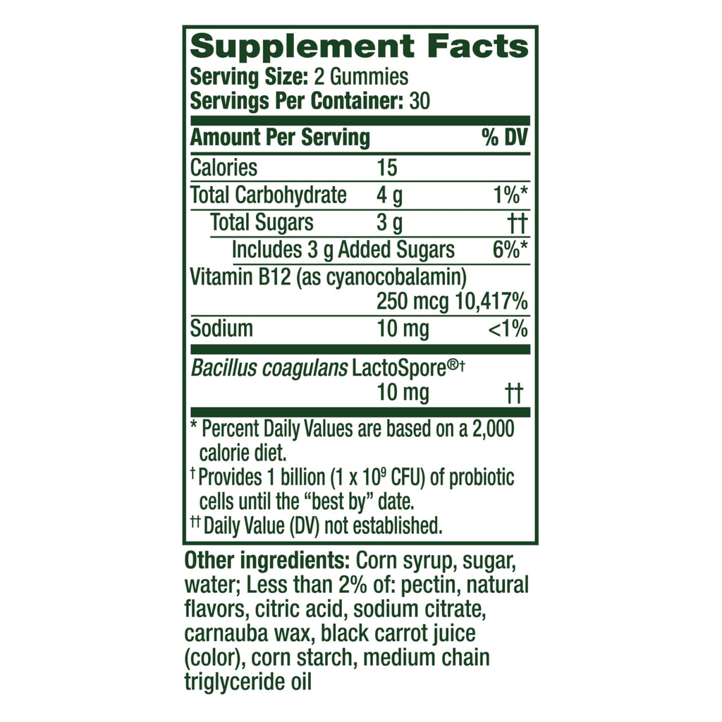 Align Probiotic, Bloating Relief + Food Digestion, Probiotics for Women and Men, Probiotic Helps Soothe Occasional Bloating*, with Vitamin B12 to Help Break Down Food into Cellular Energy*,60 Gummies