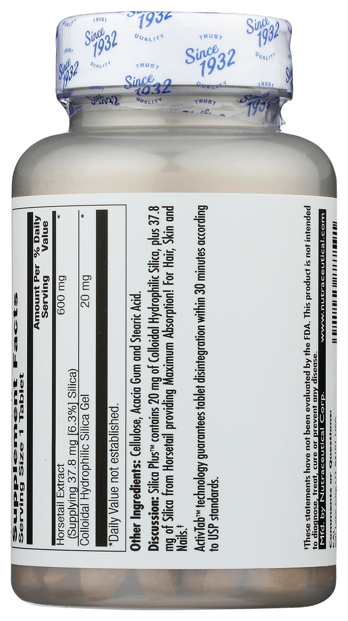 KAL Silica Plus, Silica Gel with Horsetail Extract, Healthy Hair, Skin & Nails Support, Maximum Absorption, Vibrant Hair, Glowing Skin Supplement, Vegan, Gluten Free, 90 Serv, 90 Quick Dissolve Tabs