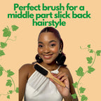 GranNaturals Smoothing & Styling Middle Part Boar Bristle Slick Back Hair Brush w/ Narrow Metal Rat Tail End for Sectioning and Parting Sleek Ponytail Bun - Teasing, Backcombing, Edge Control