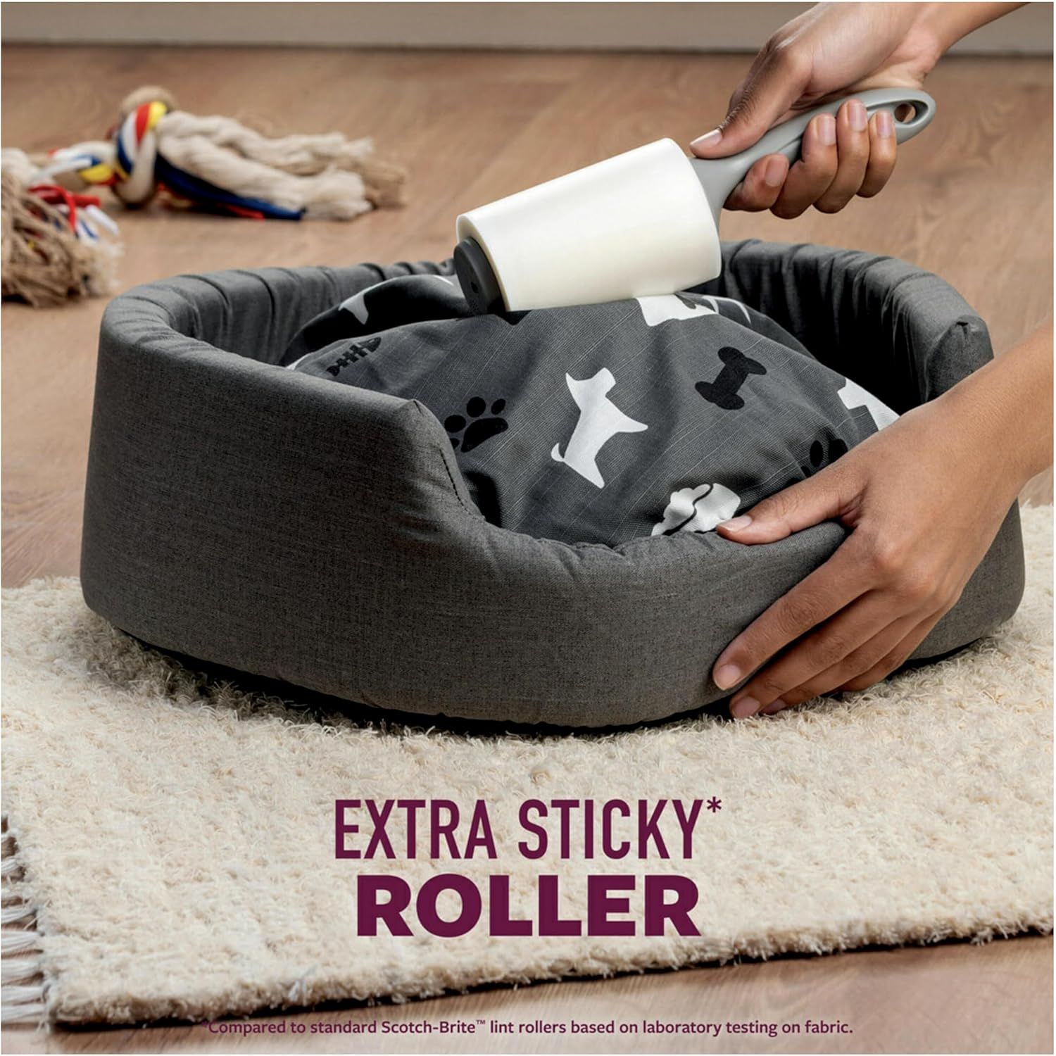 Buy now Scotch-Brite Pet Hair Pickup Extra Sticky Lint Roller, Designed for Removing Fur + Fluff on Couches, Clothes, Dog and Cat Beds, & More, 1 Pack, 95 Easy-Tear Adhesive Sheets Total at indiglob india