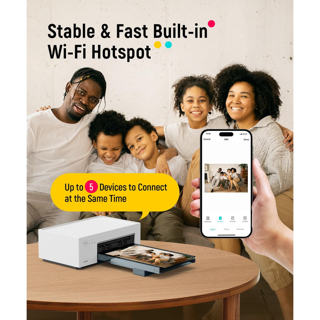 Liene M100 4x6'' Photo Printer, Phone Printer 100 Sheets & 3 Cartridges, Full-Color Photo, Portable Instant Photo Printer for iPhone Android, Thermal Dye Sublimation, Wi-Fi Picture Printer 100 Papers