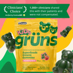 Gruns Kids Multivitamin Kids Greens Gummies, 28 ct | Daily Supplement with Vitamins, Minerals, Adaptogens, and Prebiotic Fiber