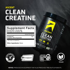 Ascent Clean Creatine Monohydrate, Creapure, Unflavored, 100 Servings