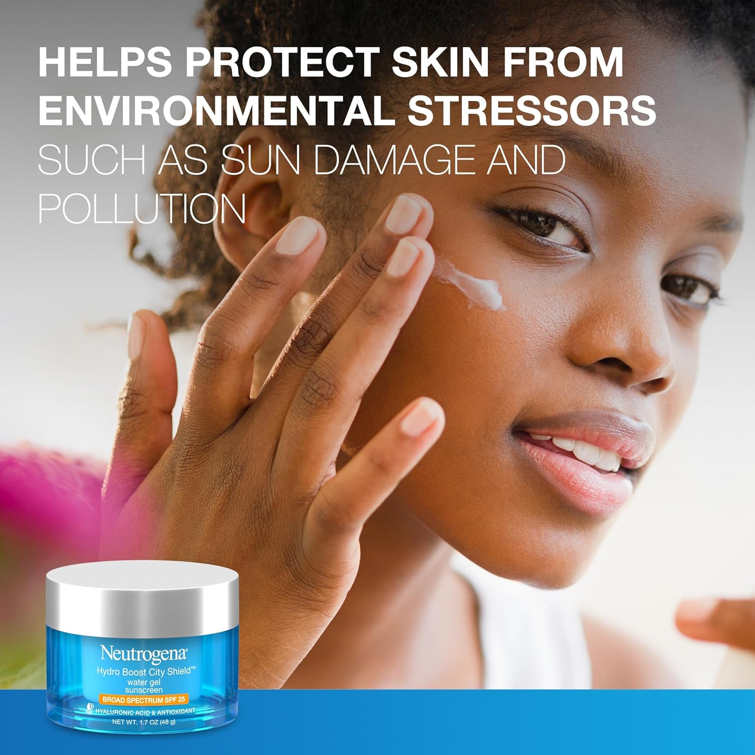 Buy now Neutrogena Hydro Boost City Shield Water Gel Face Moisturizer with Broad Spectrum SPF 25, Hydrating Facial Sunscreen with Hyaluronic Acid, Oil-Free and Non-Comedogenic Face Lotion, 1.7 oz at indiglob india