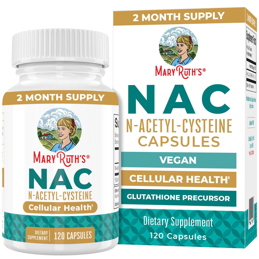 MARYRUTH'S NAC Supplement N-Acetyl Cysteine Capsules, Glutathione Precursor | Glutathione Precursor, Amino Acid, Cellular Health, Vegan, Non-GMO