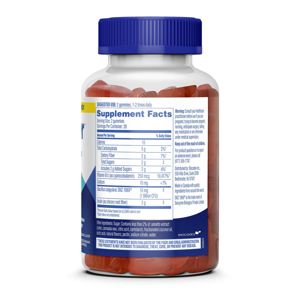 Florastor Prebiotic and Probiotic Gummies with Vitamin B12, 56 Gummies | Digestive and Metabolic Support Blend for Multi-Action Care, Probiotic Gummies for Women and Men
