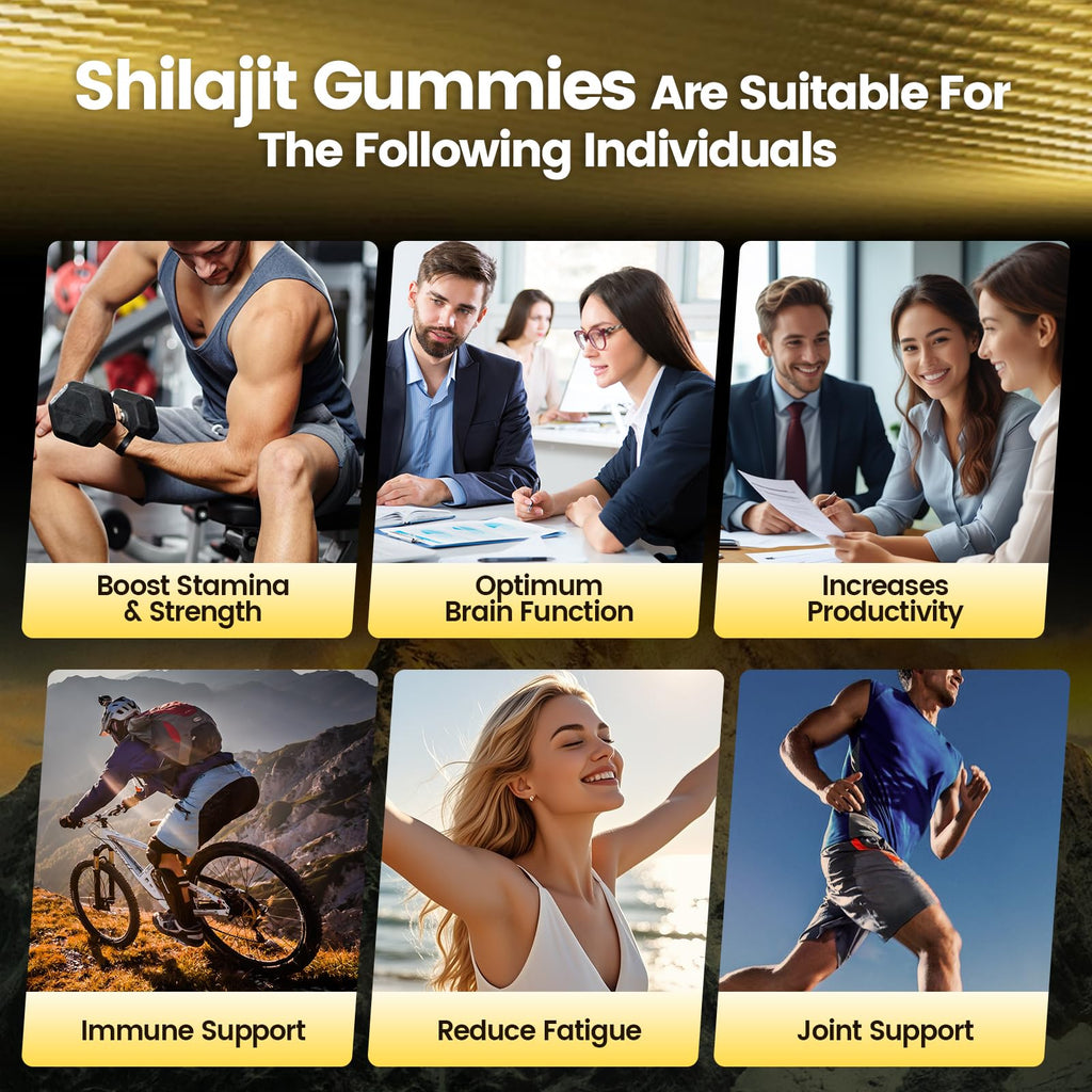 Himalayan Shilajit Gummies with Ashwagandha & Gokshura | 85+ Trace Minerals & Fulvic Acid | Organic, Non-GMO Micronutrient Supplement for Men & Women | 100% Pure & Natural(4kMG /1 Bag)