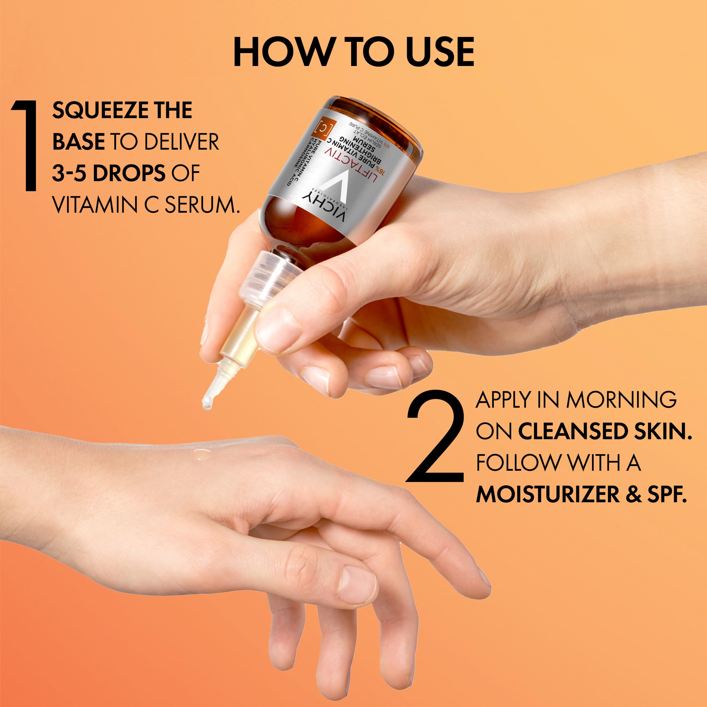 Vichy LiftActiv Vitamin C Serum For Face, Brightening Serum With Pure Vitamin C + Hyaluronic Acid + Vitamin E, Reduces Fine Lines, Smooths Skin Texture, Improves Radiance, Anti Aging